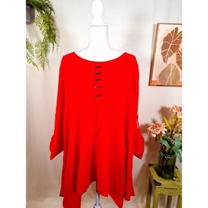 Ali Miles Women's Burnt Orange Tunic Blouse 3/4 Sleeves Size 2XL